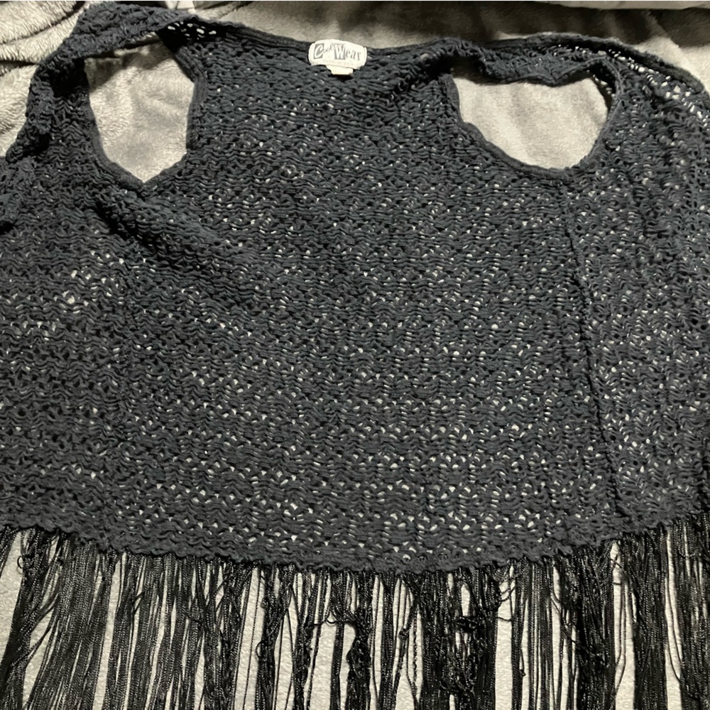 Black knit throw over